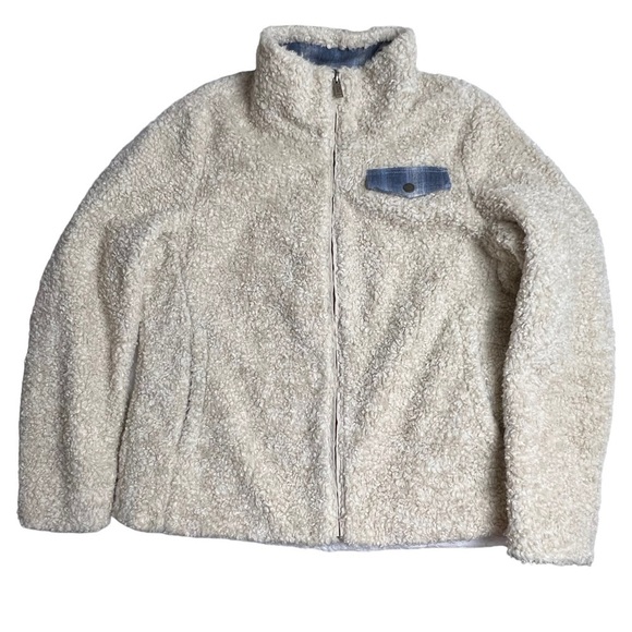 Pendleton Teddy Jacket Womens Fuzzy Soft Full Zip Sherpa Coat Off White SZ Large - Picture 9 of 9